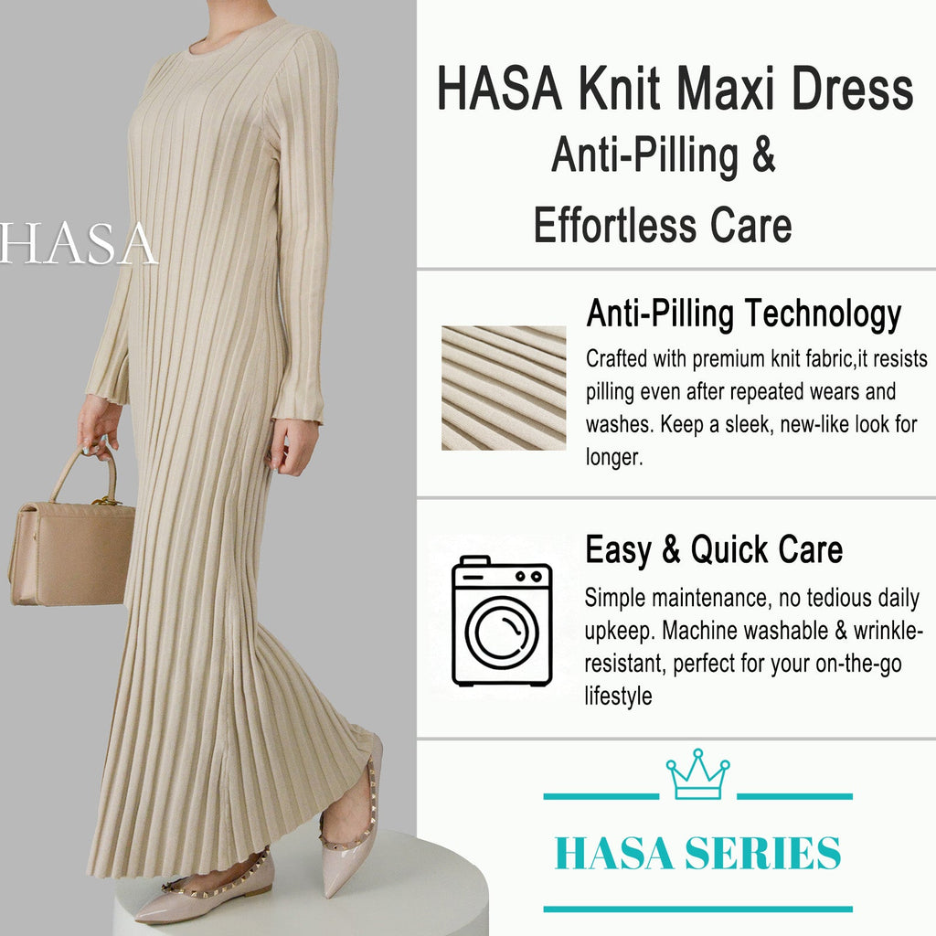 HS0112 Warm Anti-Pilling Ribbed Knit Maxi Dress