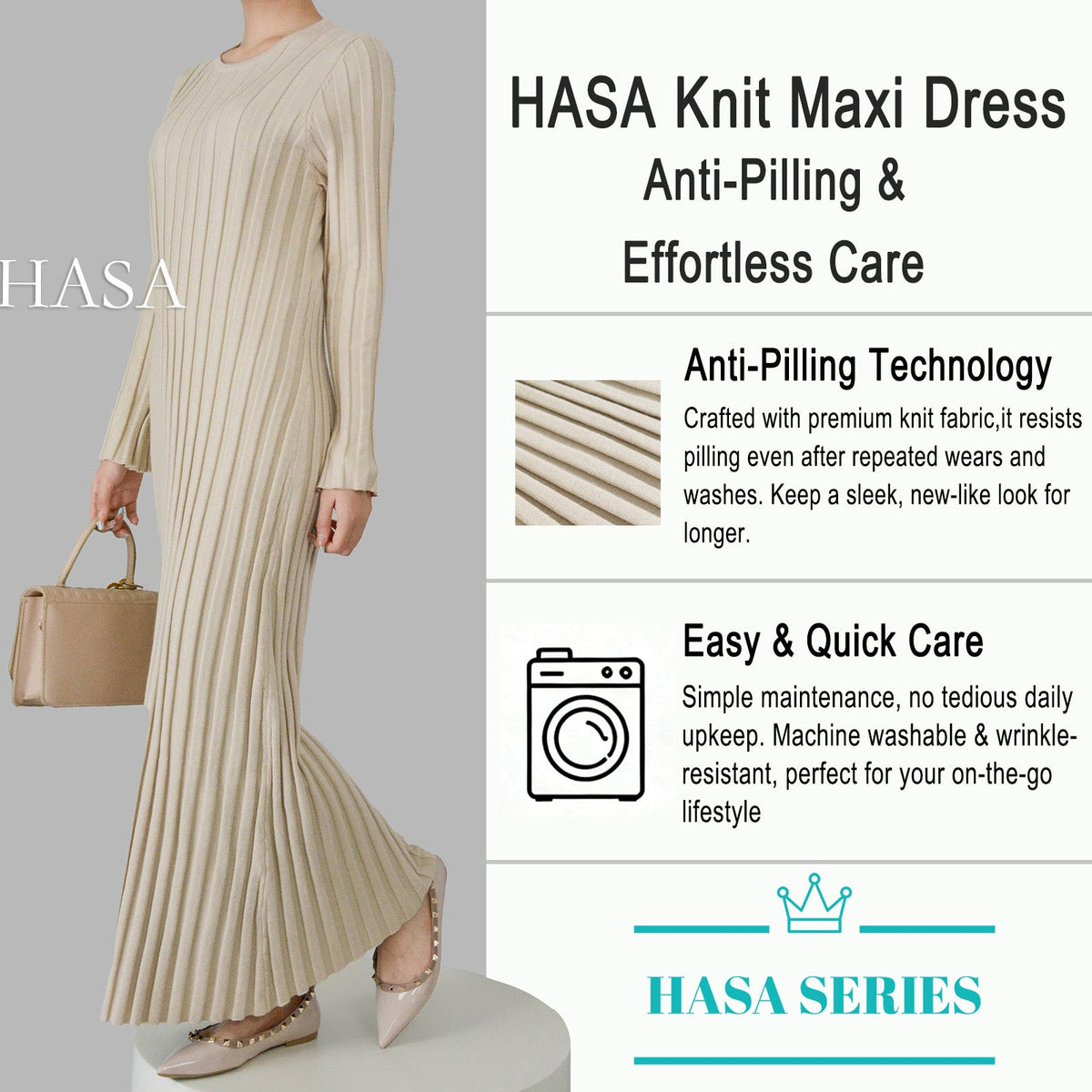 HS0112 Warm Anti-Pilling Ribbed Knit Maxi Dress