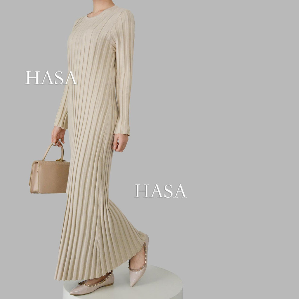 HS0112 Warm Anti-Pilling Ribbed Knit Maxi Dress
