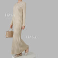 HS0112 Warm Anti-Pilling Ribbed Knit Maxi Dress
