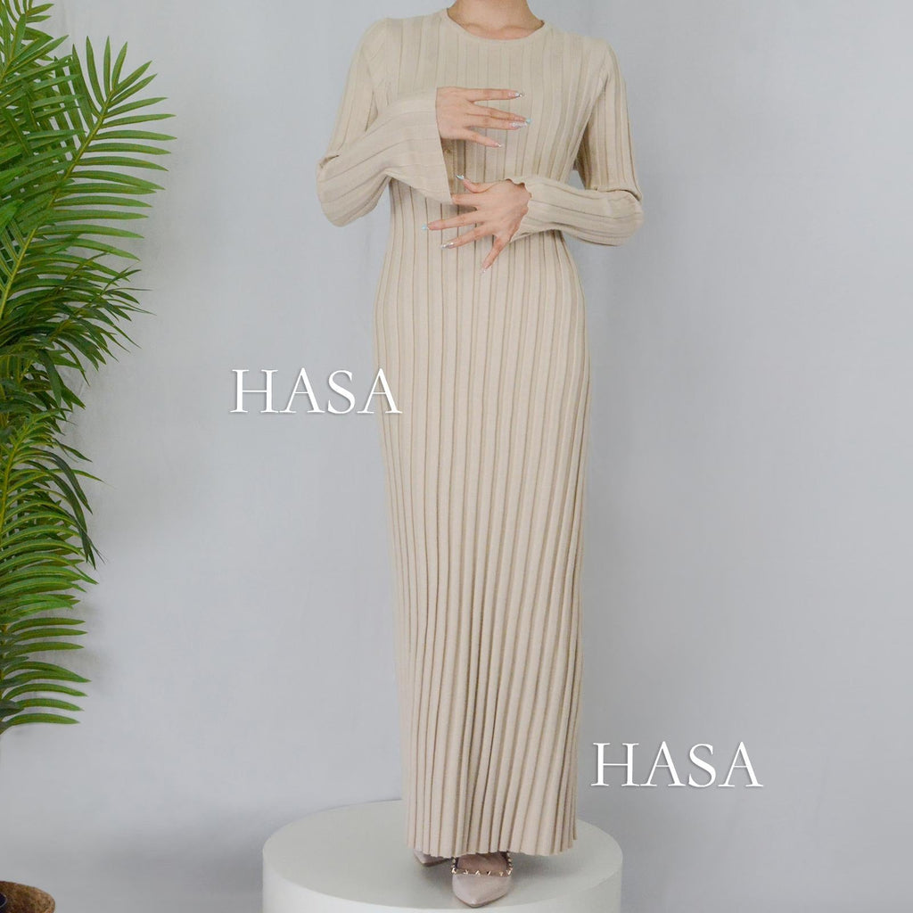 HS0112 Warm Anti-Pilling Ribbed Knit Maxi Dress