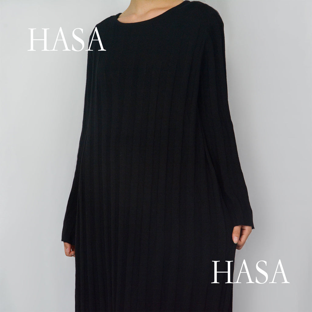 HS0112 Warm Anti-Pilling Ribbed Knit Maxi Dress
