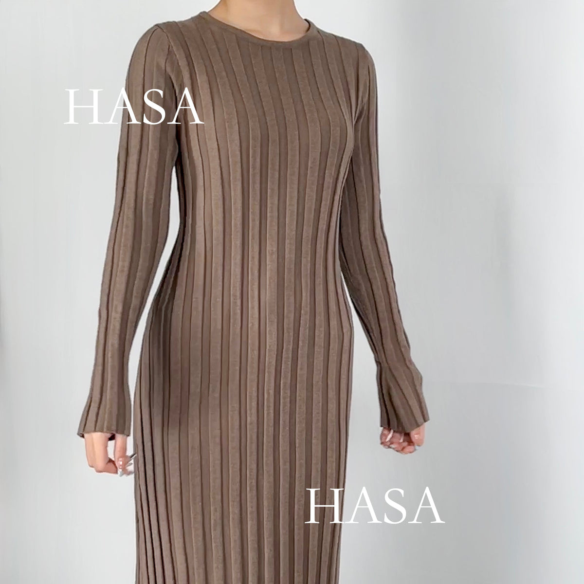 HS0112 Warm Anti-Pilling Ribbed Knit Maxi Dress