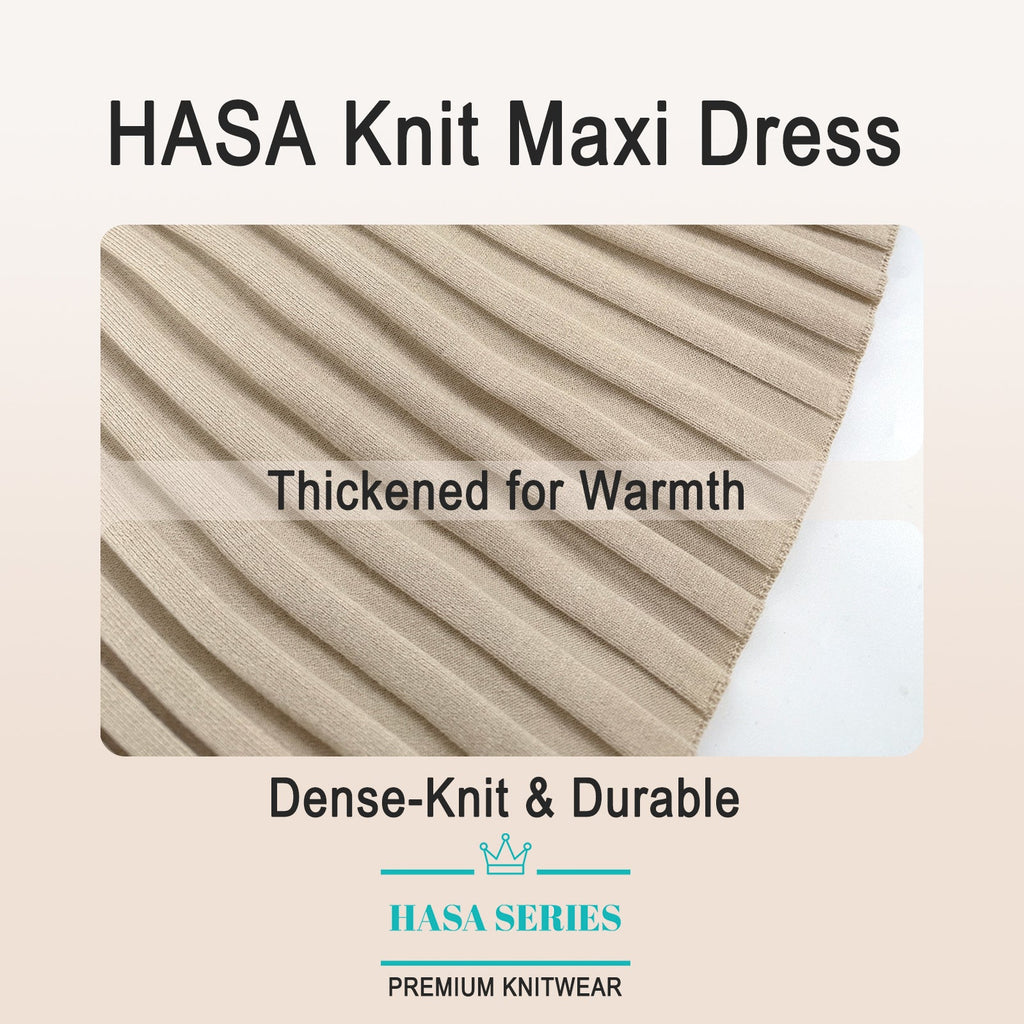 HS0112 Warm Anti-Pilling Ribbed Knit Maxi Dress